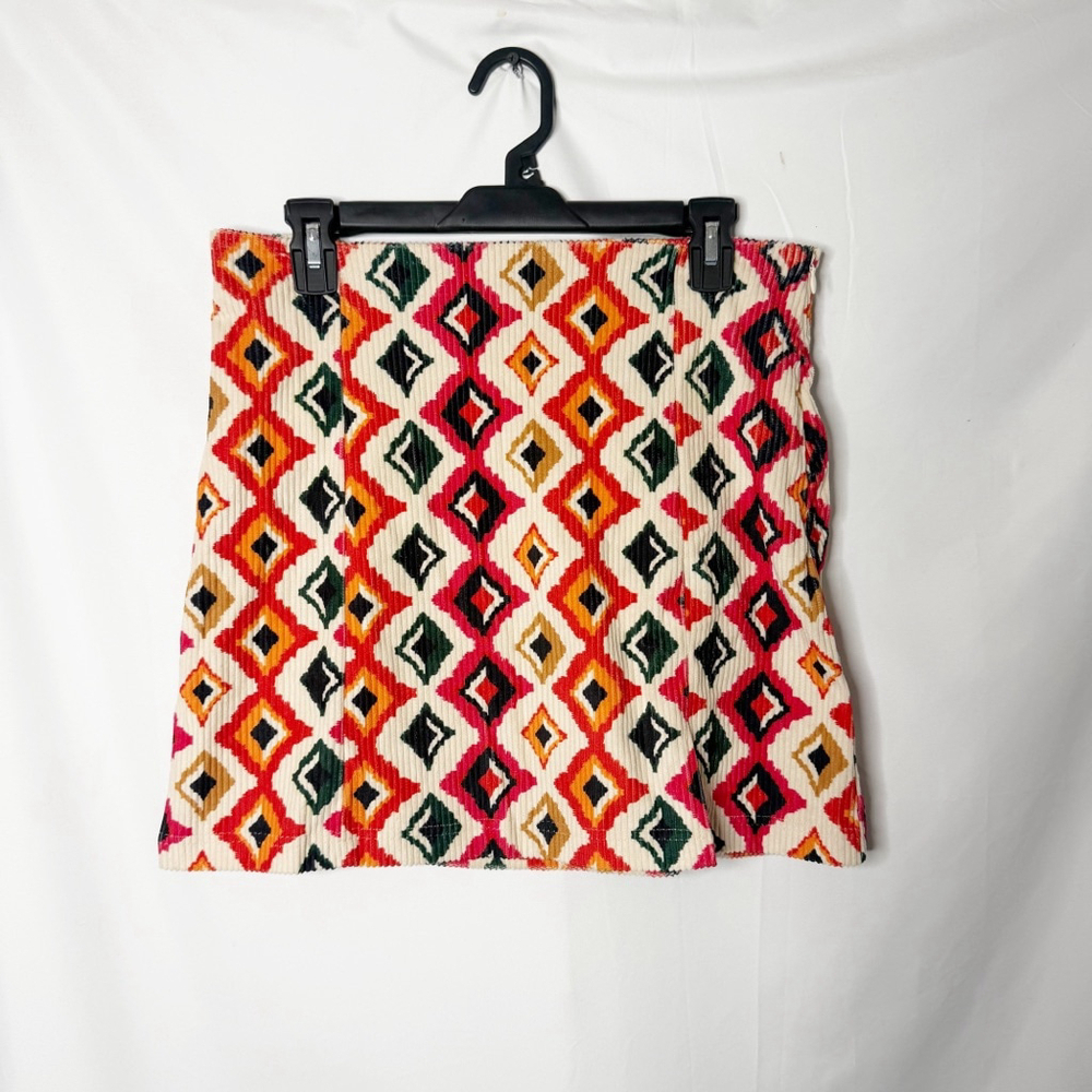 NEW with tags Savanna Jane M Cream Multi Boho Western Corduroy Mini Skirt